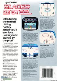 Box back cover for Blades of Steel on the Microsoft DOS.