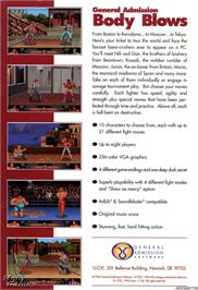 Box back cover for Body Blows on the Microsoft DOS.
