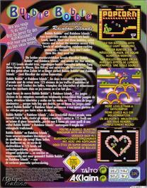Box back cover for Bubble Bobble also featuring Rainbow Islands on the Microsoft DOS.