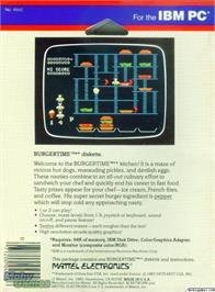 Box back cover for BurgerTime on the Microsoft DOS.
