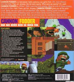 Box back cover for Cannon Fodder on the Microsoft DOS.