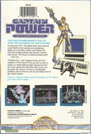 Box back cover for Captain Power and the Soldiers of the Future on the Microsoft DOS.