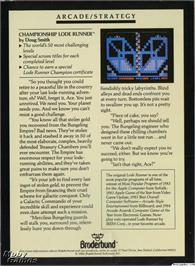 Box back cover for Championship Lode Runner on the Microsoft DOS.