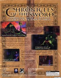 Box back cover for Chronicles of the Sword on the Microsoft DOS.