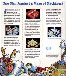 Box back cover for Contraption Zack on the Microsoft DOS.