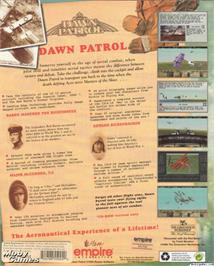 Box back cover for Dawn Patrol on the Microsoft DOS.