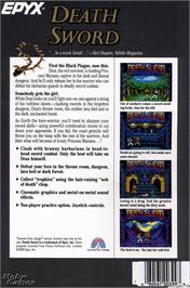 Box back cover for Death Sword on the Microsoft DOS.