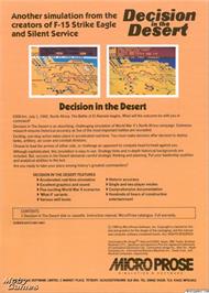 Box back cover for Decision in the Desert on the Microsoft DOS.