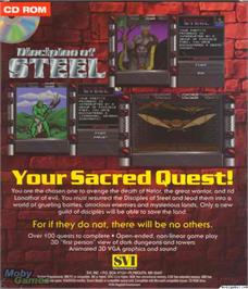Box back cover for Disciples of Steel on the Microsoft DOS.