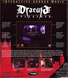 Box back cover for Dracula Unleashed on the Microsoft DOS.