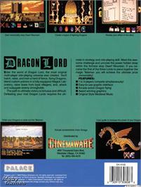 Box back cover for Dragon Lord on the Microsoft DOS.