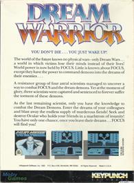 Box back cover for Dream Warrior on the Microsoft DOS.