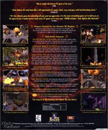 Box back cover for Duke Nukem 3D on the Microsoft DOS.