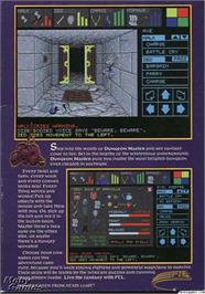 Box back cover for Dungeon Master on the Microsoft DOS.