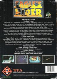 Box back cover for Eagle's Rider on the Microsoft DOS.