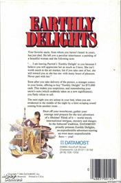 Box back cover for Earthly Delights on the Microsoft DOS.