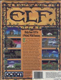 Box back cover for Elf on the Microsoft DOS.