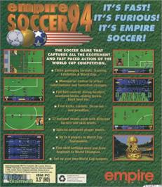 Box back cover for Empire Soccer 94 on the Microsoft DOS.