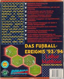 Box back cover for European Champions on the Microsoft DOS.