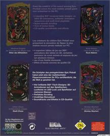 Box back cover for Extreme Pinball on the Microsoft DOS.