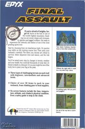 Box back cover for Final Assault on the Microsoft DOS.
