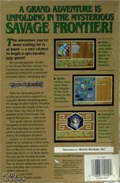 Box back cover for Gateway to the Savage Frontier on the Microsoft DOS.