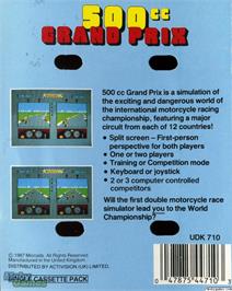 Box back cover for Grand Prix 500 cc on the Microsoft DOS.
