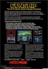 Box back cover for Gunship on the Microsoft DOS.
