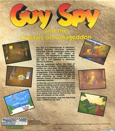 Box back cover for Guy Spy and the Crystals of Armageddon on the Microsoft DOS.