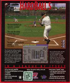 Box back cover for HardBall 5 on the Microsoft DOS.