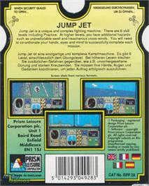Box back cover for Harrier Mission on the Microsoft DOS.