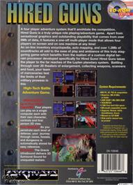Box back cover for Hired Guns on the Microsoft DOS.