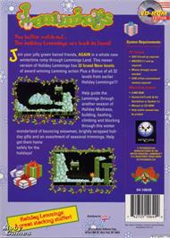 Box back cover for Holiday Lemmings on the Microsoft DOS.