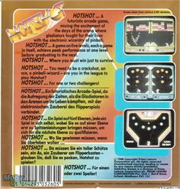 Box back cover for Hotshot on the Microsoft DOS.