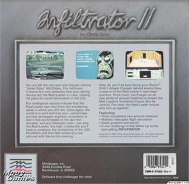 Box back cover for Infiltrator II on the Microsoft DOS.