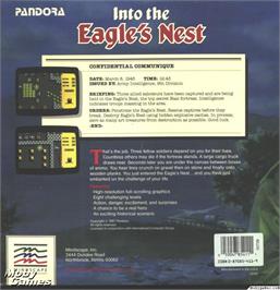 Box back cover for Into the Eagle's Nest on the Microsoft DOS.
