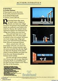 Box back cover for Karateka on the Microsoft DOS.