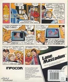 Box back cover for Lane Mastodon vs. the Blubbermen on the Microsoft DOS.