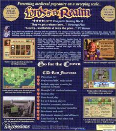 Box back cover for Lords of the Realm on the Microsoft DOS.