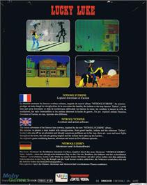 Box back cover for Lucky Luke on the Microsoft DOS.