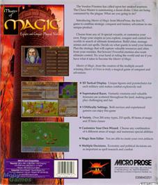 Box back cover for Master of Magic on the Microsoft DOS.