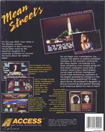 Box back cover for Mean Streets on the Microsoft DOS.