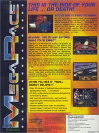 Box back cover for MegaRace on the Microsoft DOS.