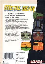 Box back cover for Metal Gear on the Microsoft DOS.