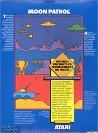 Box back cover for Moon Patrol on the Microsoft DOS.