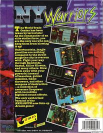 Box back cover for NY Warriors on the Microsoft DOS.