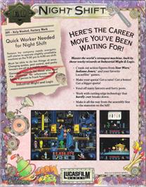 Box back cover for Night Shift on the Microsoft DOS.
