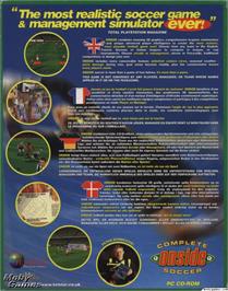 Box back cover for ONSIDE Complete Soccer on the Microsoft DOS.