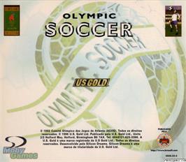Box back cover for Olympic Soccer on the Microsoft DOS.