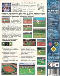 Box back cover for Pete Sampras Tennis 97 on the Microsoft DOS.